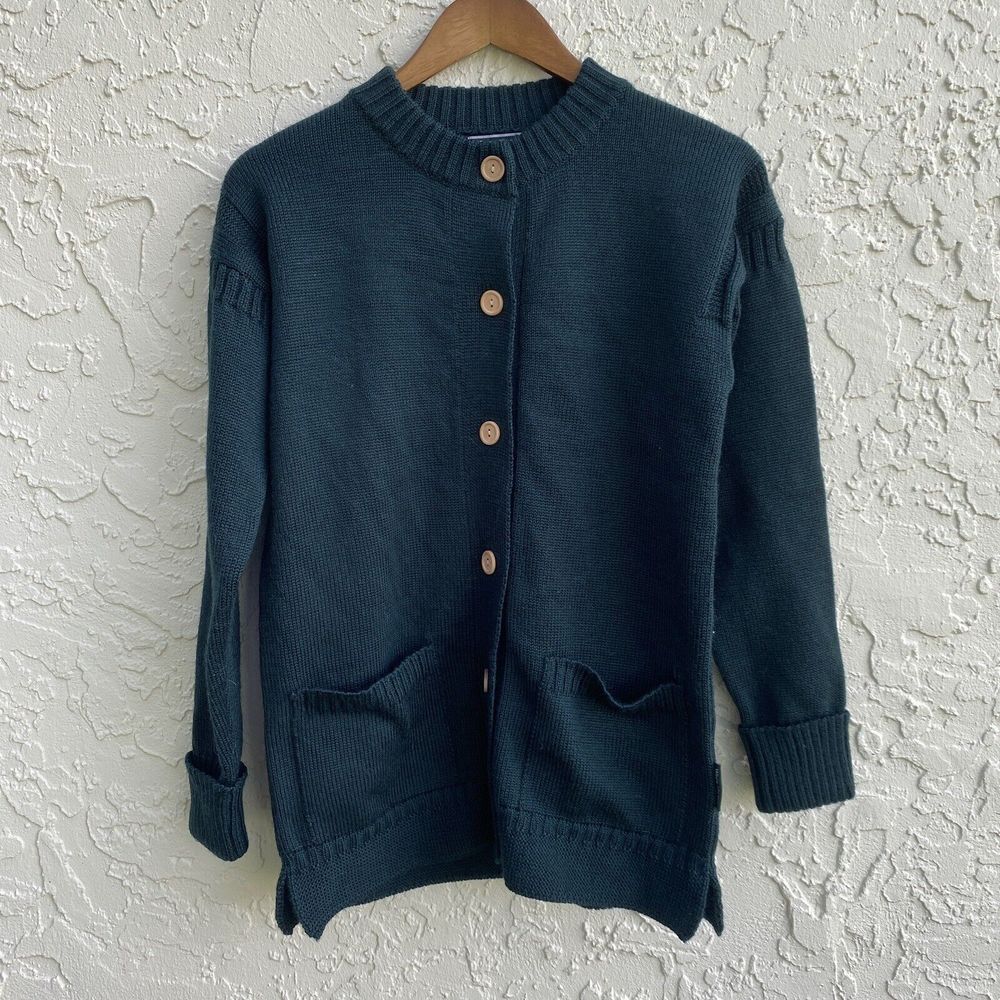 Woolovers S 100% Wool Vintage Chunky Knit Equestrian Sweater Cardigan British